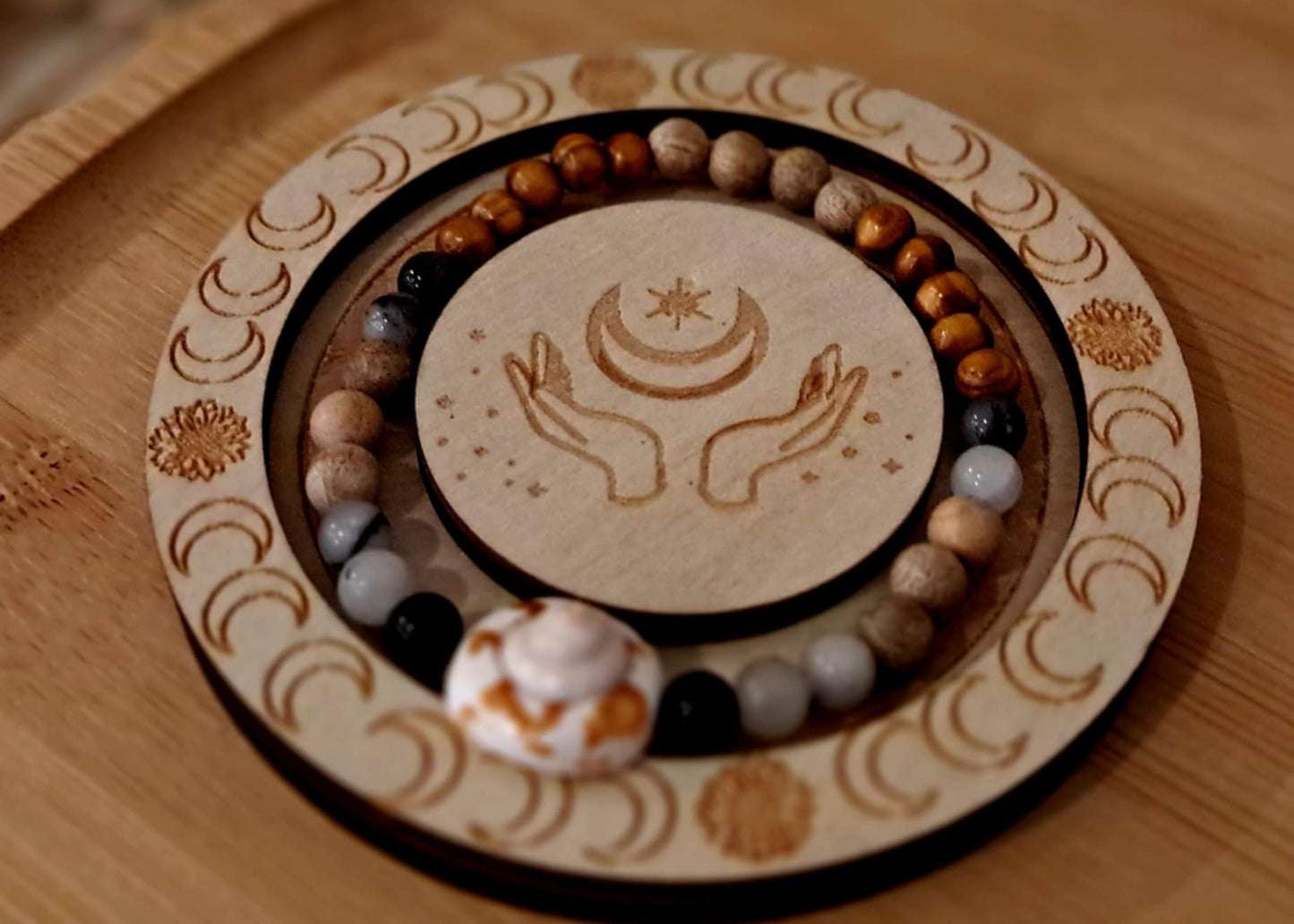 Bracelet Anti-Négativité – Pour se purifier, s’ancrer et clarifier l’esprit,Stabilité & Force intérieure ( Tourmaline,Bois )