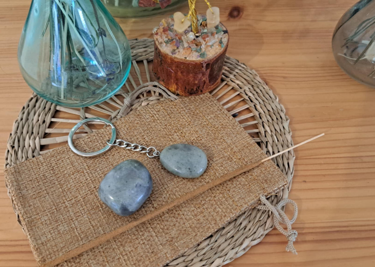 🖤 Lot protecteur : 1 pierre + 1 porte-clé labradorite 🖤