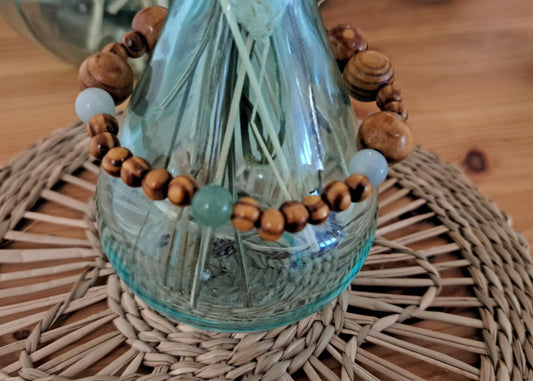 💚 Bracelet Éveil Vert – Harmonie, Nature & Douceur  🌿 Aventurine • Amazonite • Bois naturel