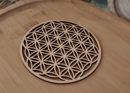 Fleur de Vie en bois 10×10 cm – Support énergétique et harmonisation sacrée