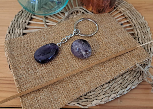 💜 Lot sérénité : 1 pierre + 1 porte-clé améthyste 💜