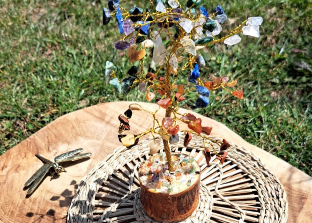 Arbre des 7 Chakras 170 à 200 mm base bois