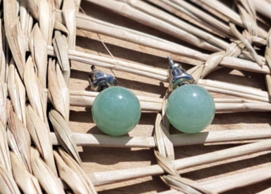 Boucle d'oreille aventurine 8mm JOIE,CHANCE