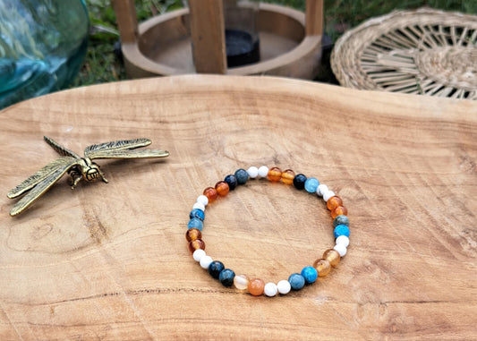 Bracelet silhouette d'Energie ( Aide minceur ) Apatite bleue,Cornaline,Howlite