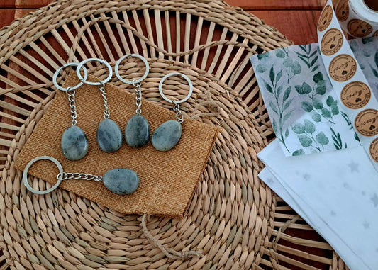 ✨ Lot de 5 Porte-Clés en Labradorite – Pierre de Protection ✨