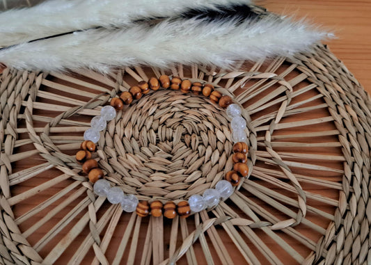 Bracelet Équilibre Naturel – Bois & Cristal de Roche