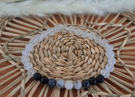 Bracelet Bien-être Spirituel – Clarté, Intuition & Protection – Cristal de Roche & Labradorite (6 mm)