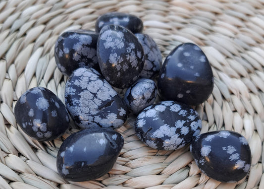 🖤❄️ Pierre roulée – Obsidienne flocon de neige (env. 20 à 30 mm) ❄️🖤 unité